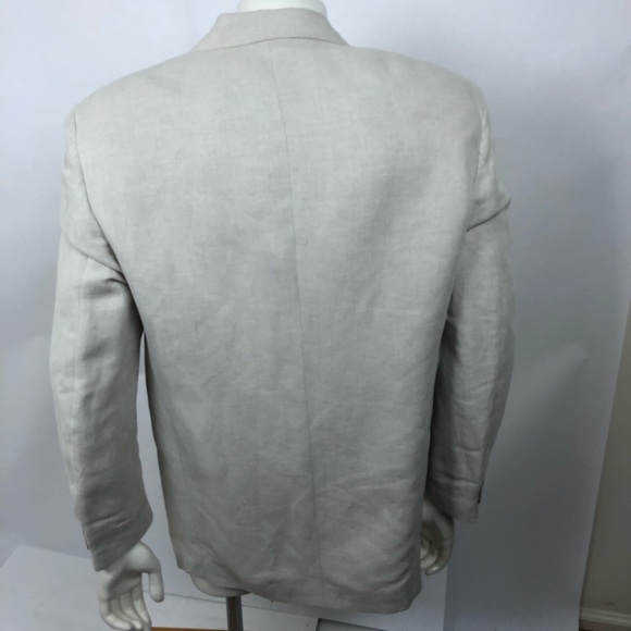 TODAY'S MAN Men's Blazer Jacket Sz M Linen Blend Beige 3 Buttons Single Breasted - Picture 8 of 9